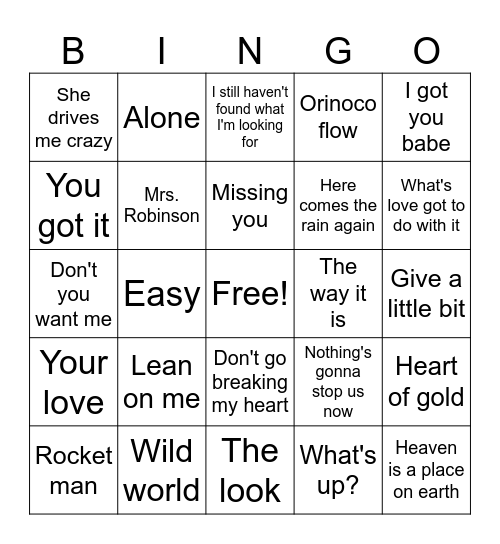 Game 2 7/16/25 Bingo Card