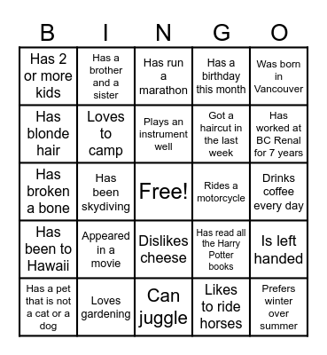 Find a Coworker Who... Bingo Card