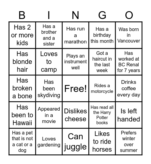 Find a Coworker Who... Bingo Card