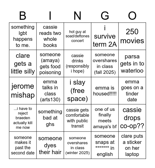 2025 bingo Card