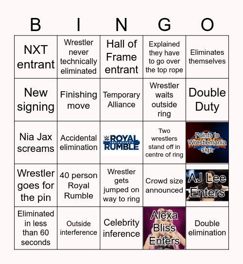 Women's Royal Rumble 2025 Bingo Card