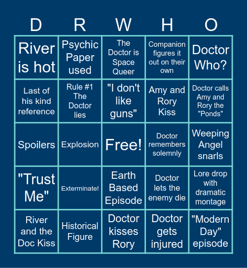 Doctor Who Bingo Card