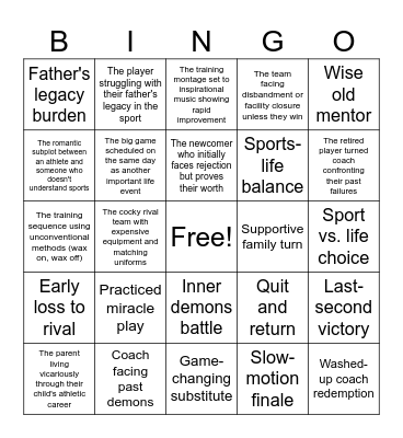 Remember the Titans Bingo Card