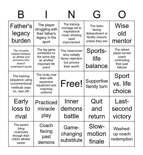 Remember the Titans Bingo Card
