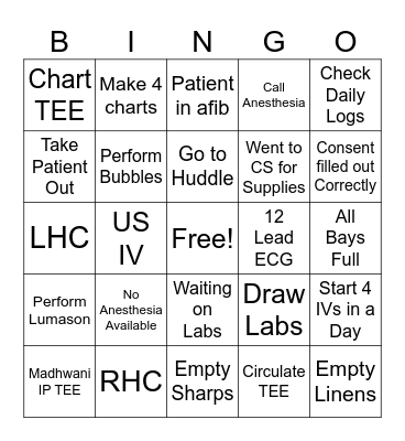 Hold Room Bingo Card