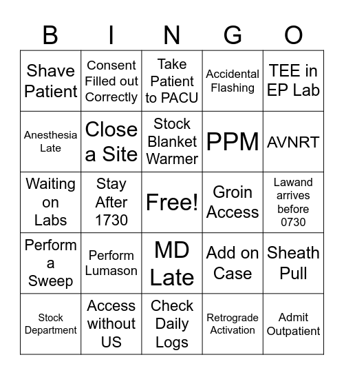 EP Bingo Card