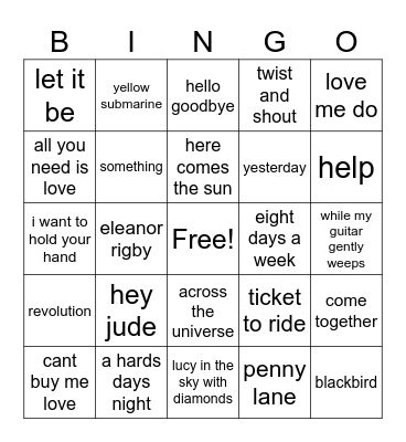 80's and 90's Bingo Card