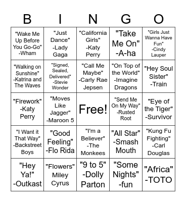 MUSIC BINGO Card