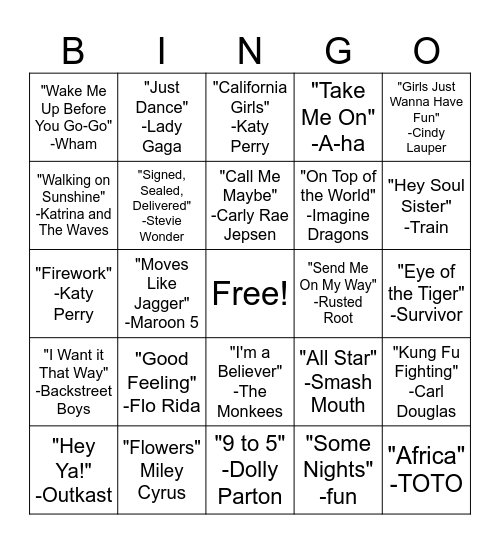 MUSIC BINGO Card