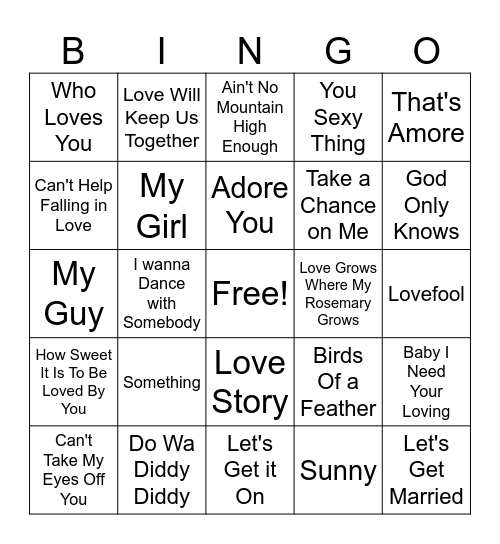 Valentine Bingo Card
