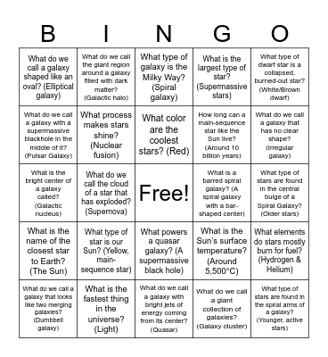 Call Cards Bingo Card