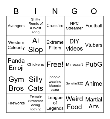 Chinese Bingo +20 Bingo Card