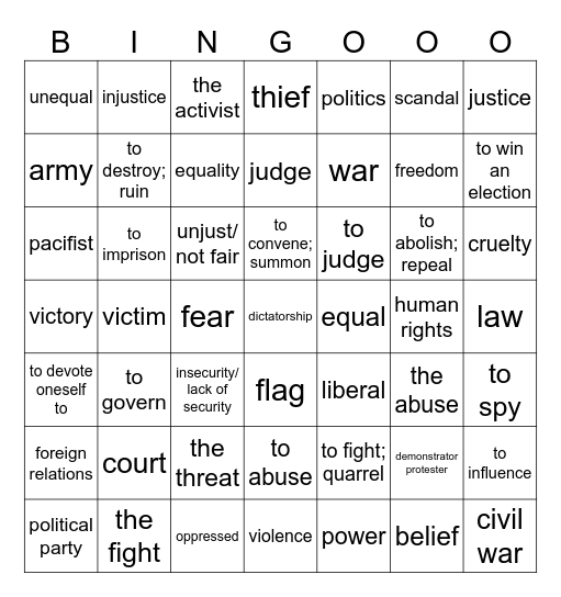 El valor de las ideas Bingo Card