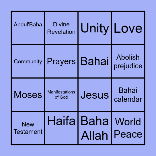 Bahai Bingo Card