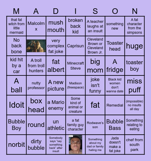 Madison Get's called.... Bingo deluxe (2.0) Bingo Card