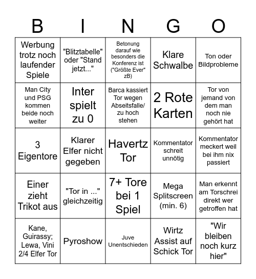 UCL Konfi Bingo Card