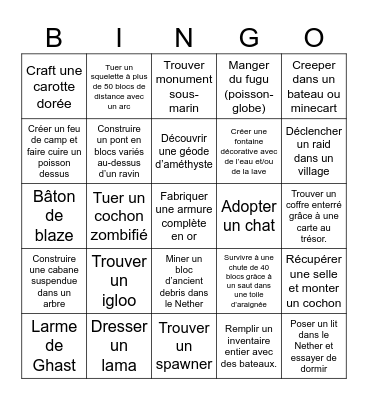 Minecraft Bingo Challenge #02 Bingo Card