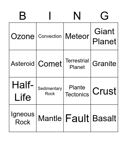 Unit 5 vocab Bingo Card