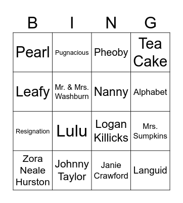 TEWWG:  Chapter 1-3 Character & Vocabulary Review Bingo Card
