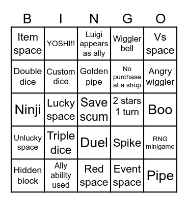 Mario Party Jamboree Bingo Card