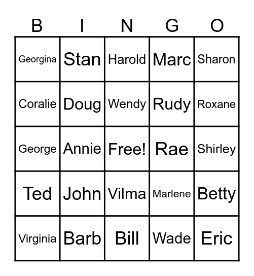 Name Bingo Card