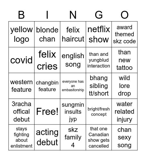 skz 2025 Bingo Card