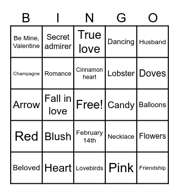 Valentines Bingo Card