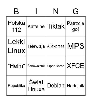 Piracz Live Bingo! Bingo Card
