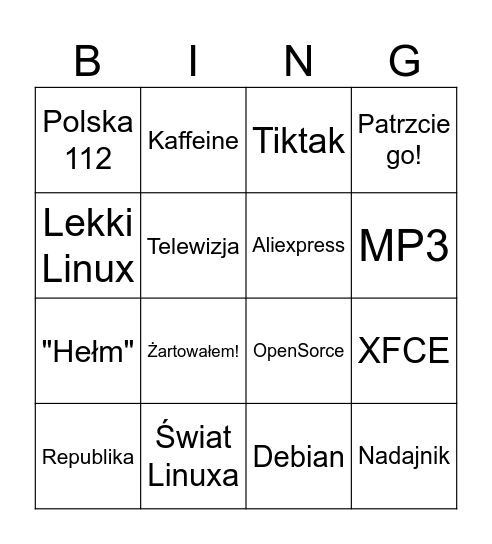 Piracz Live Bingo! Bingo Card