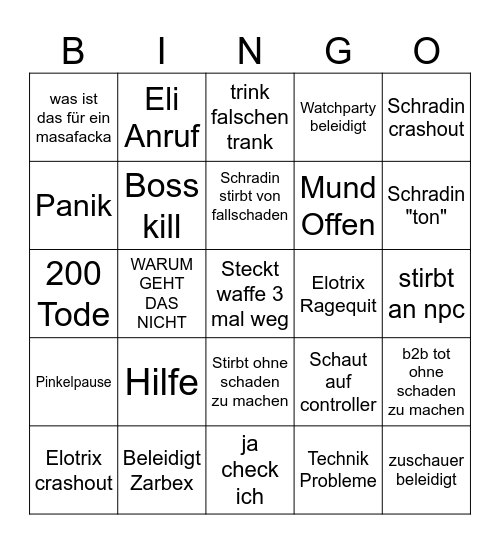 Schradin Bingo Card