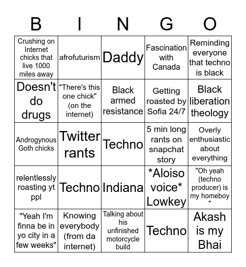 Aloiso Bingo Card
