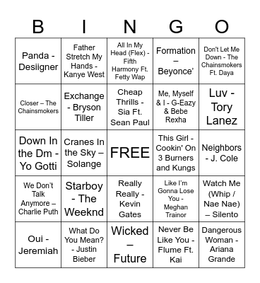 Summer '16 Bingo Card