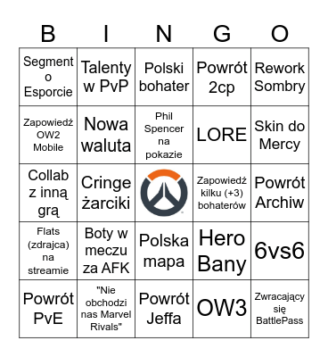 Overwatch Spotlight 2025 Bingo Card