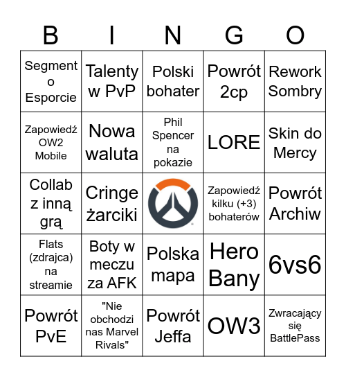 Overwatch Spotlight 2025 Bingo Card