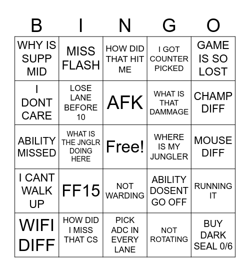 Kriss Bingo Card