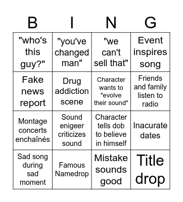Biopic bingo Card