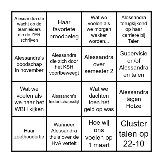 Swingo BinGoodbye Bingo Card