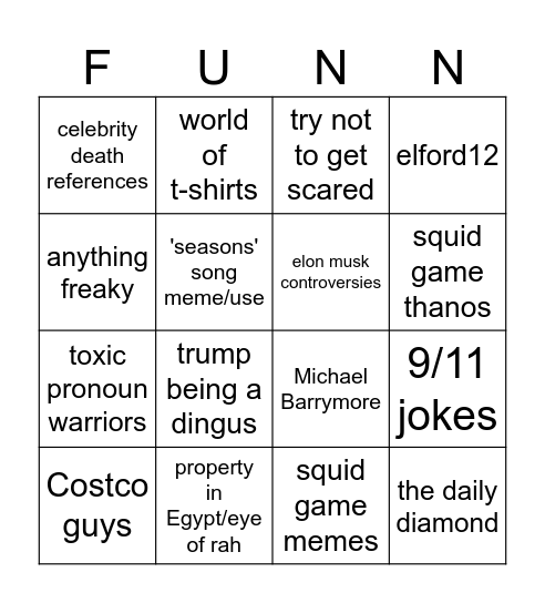 tik tok bingo Card