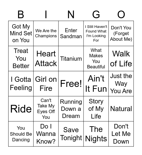 Music Bingo Bonus Round Bingo Card