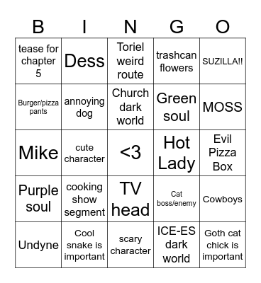Deltarune chapter 3 & 4 BINGO ! Bingo Card