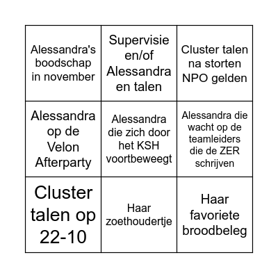 Swingo BinGoodbye Bingo Card