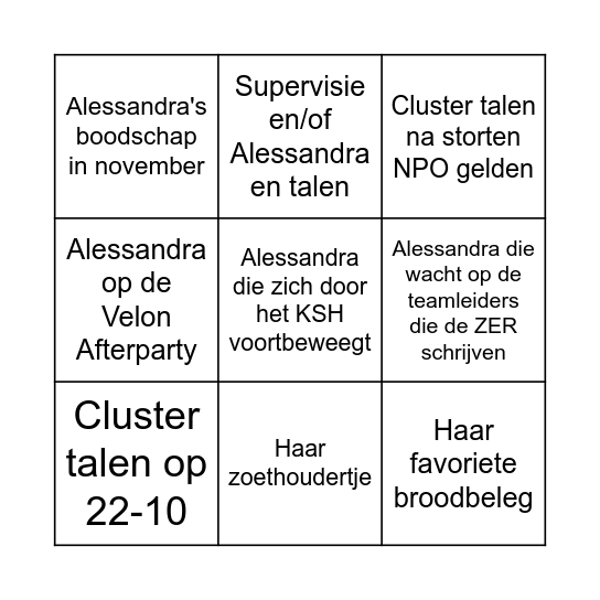 Swingo BinGoodbye Bingo Card