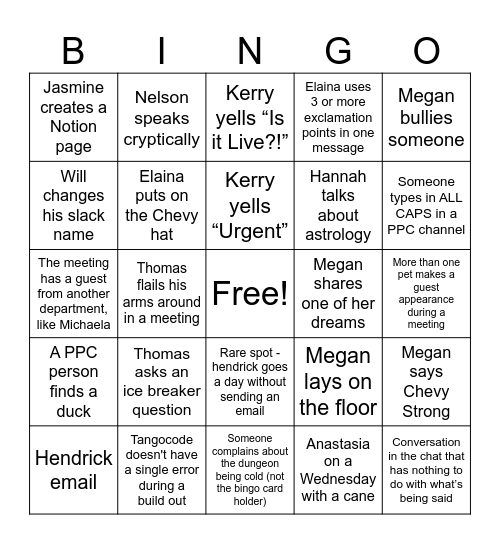 Untitled Bingo Card