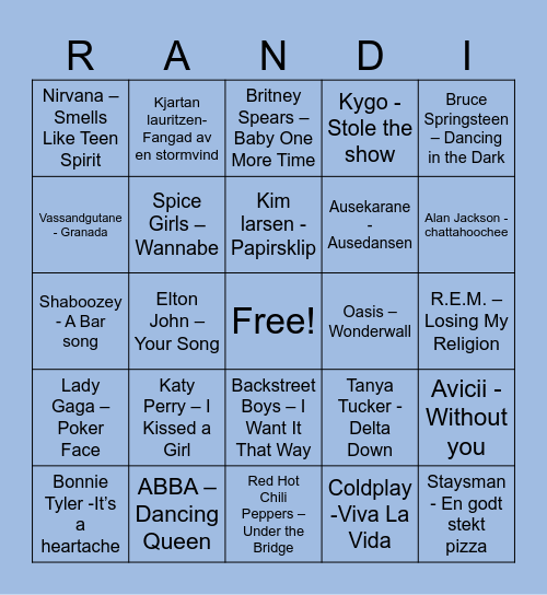 Randi 50 ÅR 💫 Bingo Card