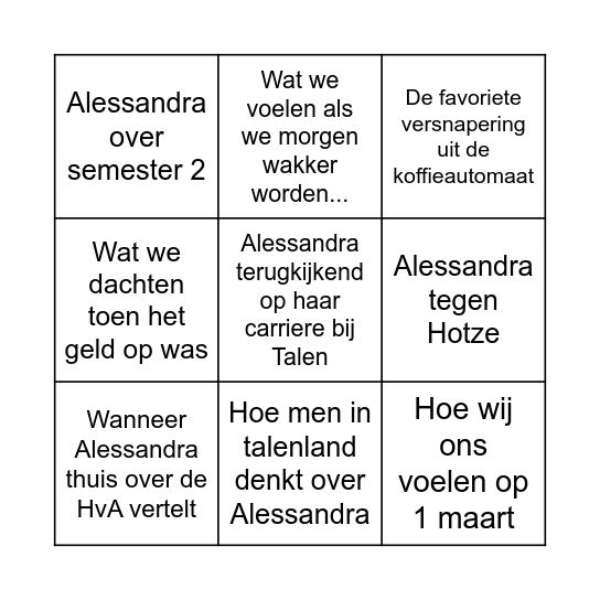 Swingo BinGoodbye :) Bingo Card