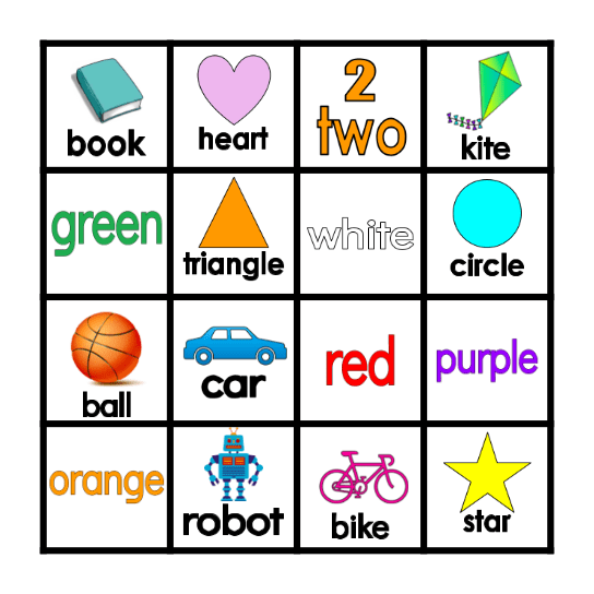 Bingo Vocabulary Bingo Card