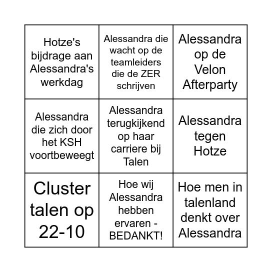 Swingo BinGoodbye :) Bingo Card