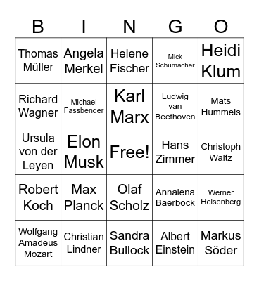 B Bingo Card