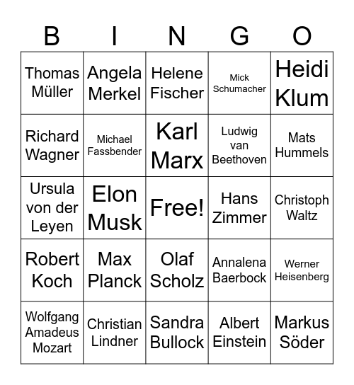 B Bingo Card