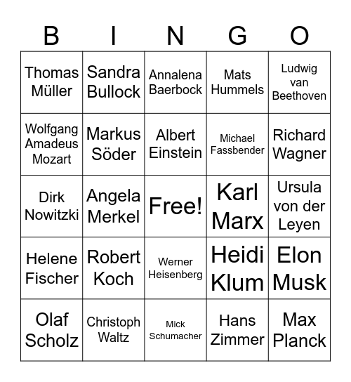 G Bingo Card